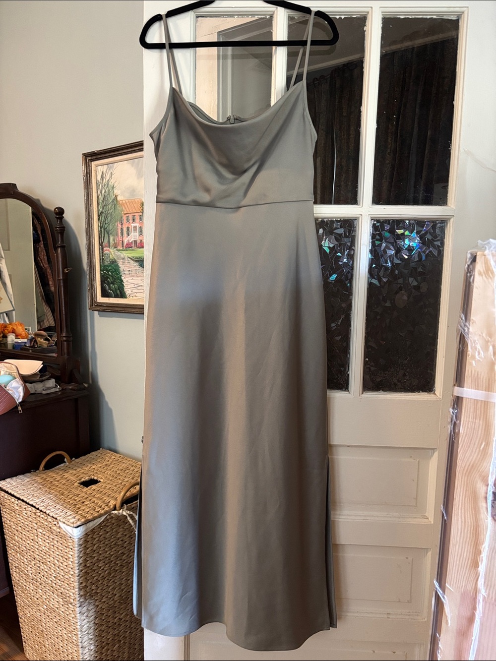 BHLDN Cowl Slip Dress in Sage Green